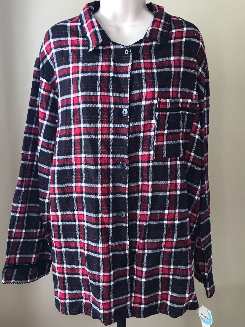 Sun Bay Nights Red and Black Plaid Shirt Size XL